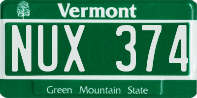 VT license plate NUX374