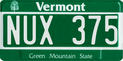 VT license plate NUX375