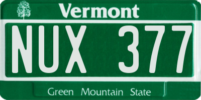 VT license plate NUX377