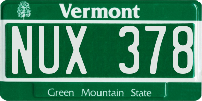 VT license plate NUX378