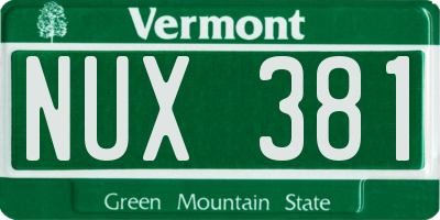 VT license plate NUX381