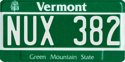 VT license plate NUX382