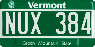 VT license plate NUX384
