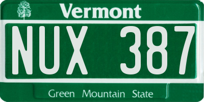 VT license plate NUX387