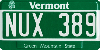 VT license plate NUX389