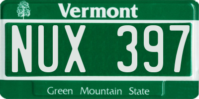 VT license plate NUX397
