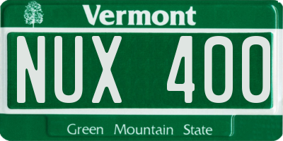 VT license plate NUX400