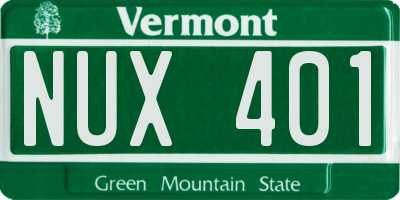 VT license plate NUX401