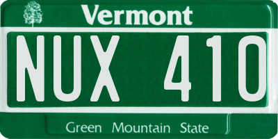 VT license plate NUX410