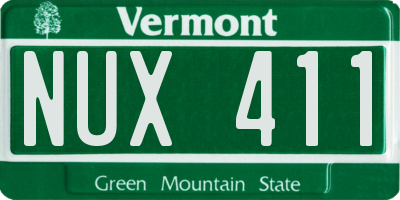 VT license plate NUX411