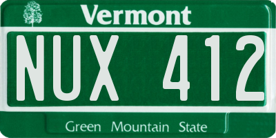 VT license plate NUX412