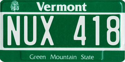 VT license plate NUX418