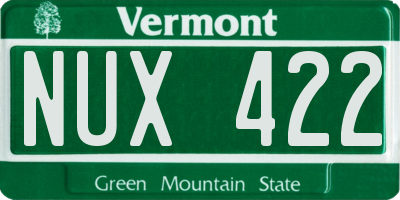 VT license plate NUX422