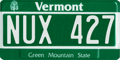 VT license plate NUX427