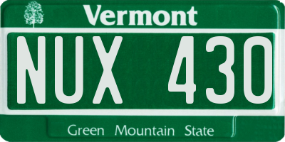 VT license plate NUX430