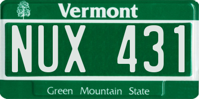 VT license plate NUX431