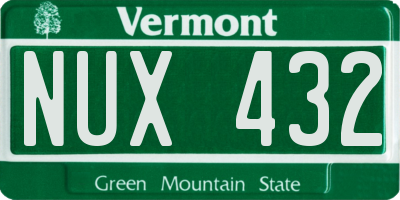 VT license plate NUX432