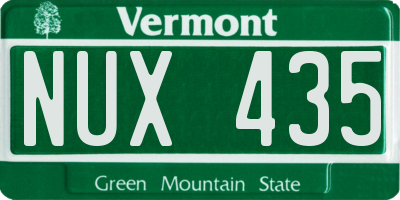 VT license plate NUX435