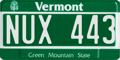 VT license plate NUX443