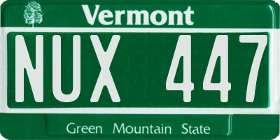 VT license plate NUX447