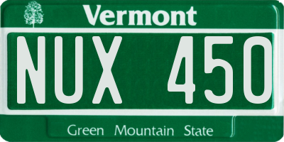 VT license plate NUX450