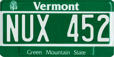 VT license plate NUX452