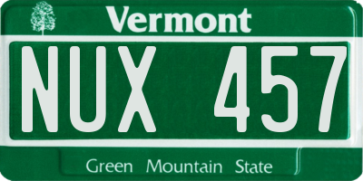 VT license plate NUX457