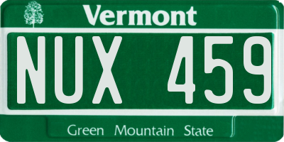 VT license plate NUX459