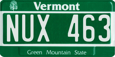 VT license plate NUX463