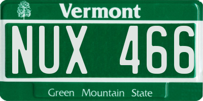 VT license plate NUX466