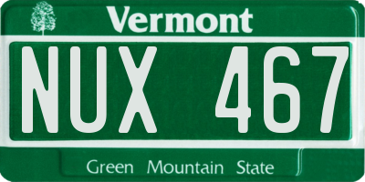 VT license plate NUX467