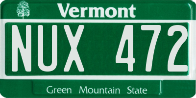 VT license plate NUX472
