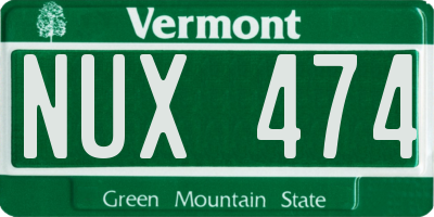 VT license plate NUX474