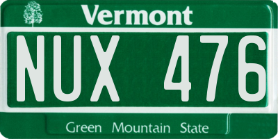 VT license plate NUX476