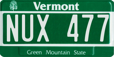 VT license plate NUX477
