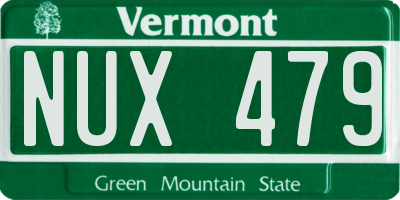 VT license plate NUX479