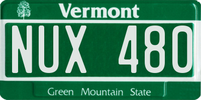 VT license plate NUX480