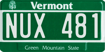 VT license plate NUX481