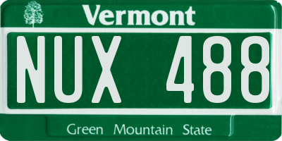 VT license plate NUX488