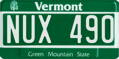 VT license plate NUX490