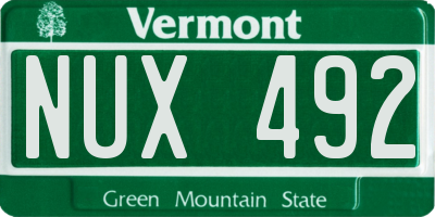 VT license plate NUX492