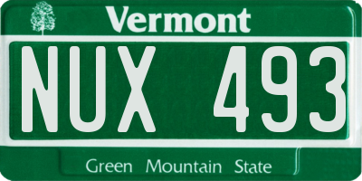 VT license plate NUX493