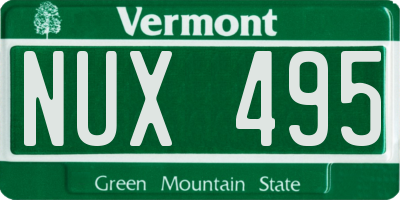 VT license plate NUX495
