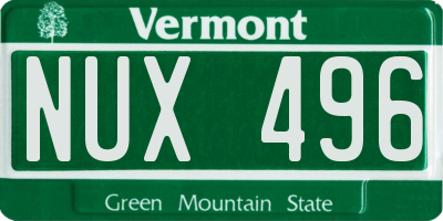 VT license plate NUX496