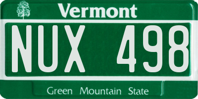 VT license plate NUX498