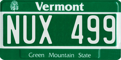 VT license plate NUX499
