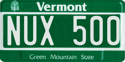 VT license plate NUX500