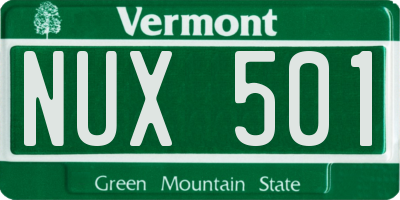 VT license plate NUX501