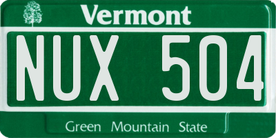 VT license plate NUX504