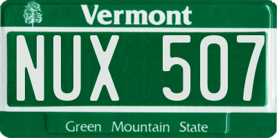 VT license plate NUX507